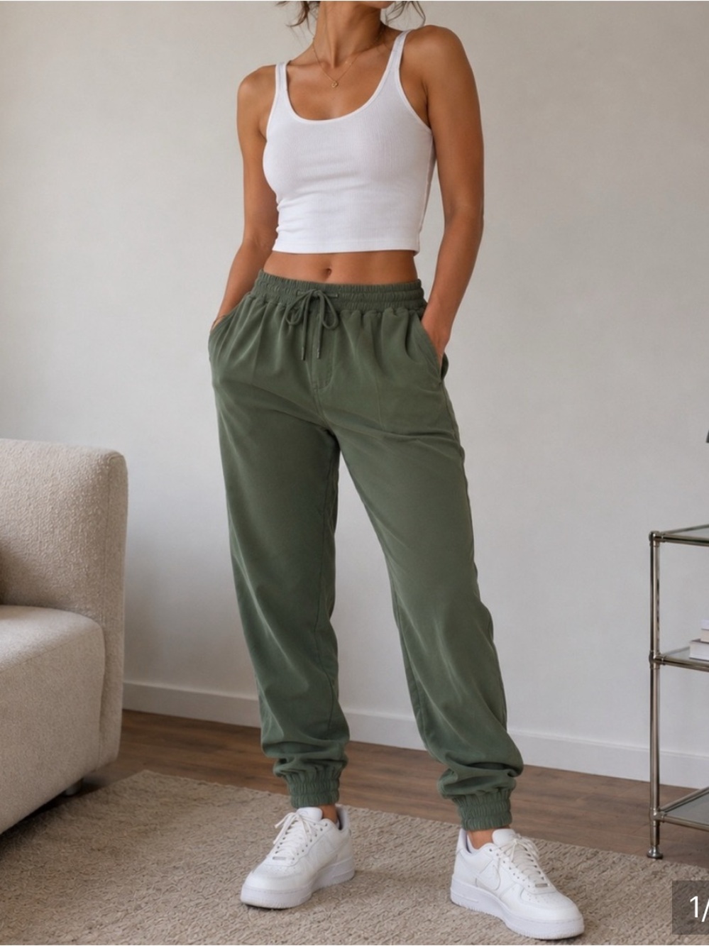tek gear Olive Green Drawstring Jogger Pants